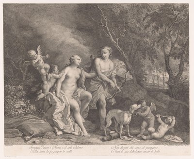 Venere e Adone come amanti con quattro putti da Joseph Wagner (possibly)