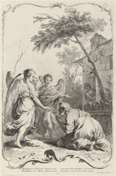 Abramo in ginocchio davanti ai tre angeli da Joseph Wagner