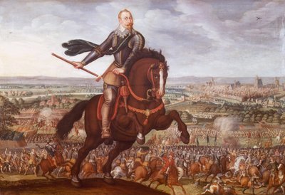 Gustavo II Adolfo di Svezia alla battaglia di Breitenfeld nel 1631, dipinto di Jean Jacques Walter, Guerra dei Trent