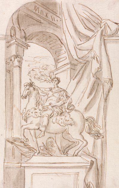 Studio della statua di Carlo Magno di Agostino Cornacchini, Basilica di San Pietro, Roma da Joseph Wilton