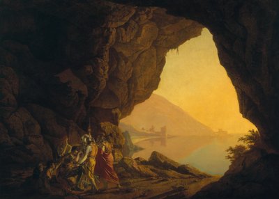 Una grotta nel Regno di Napoli, con banditi da Joseph Wright of Derby