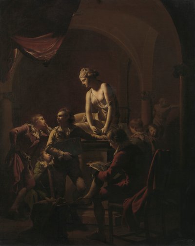 Accademia alla luce delle lampade da Joseph Wright of Derby