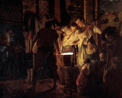 Atelier di maniscalco nel XVIII secolo da Joseph Wright of Derby