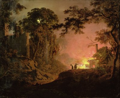 Cottage in fiamme da Joseph Wright of Derby