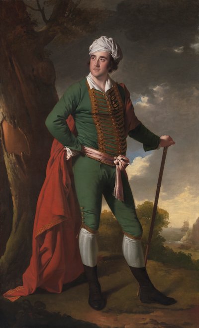 Ritratto di un uomo, conosciuto come il "Capitano indiano" da Joseph Wright of Derby
