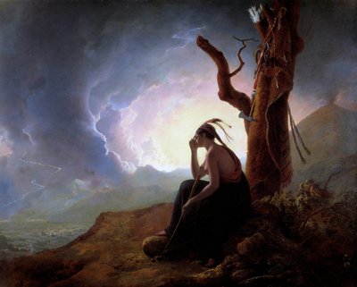 La vedova di un capo indiano che veglia sulle armi del marito da Joseph Wright of Derby