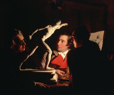 Tre persone che osservano il Gladiatore alla luce delle candele, c.1764-65 da Joseph Wright of Derby