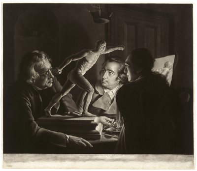Tre Persone che Osservano il Gladiatore alla Luce delle Candele, inciso da William Pether, 1769 da Joseph Wright of Derby