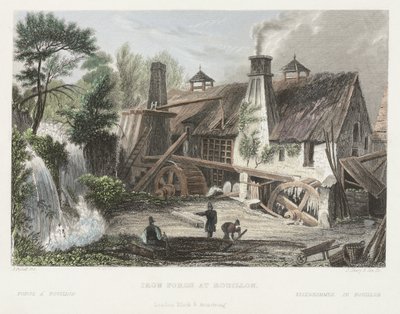 Fucina di ferro a Rouillon, inciso da J. Shury da Joseph after Fussell