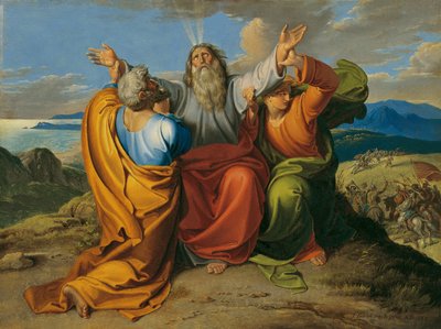 Mosè in preghiera con Aronne e Cur sul monte Oreb da Joseph von Fuhrich