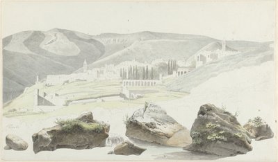Paesaggio e veduta della città vicino a Tivoli da Josephus Augustus Knip