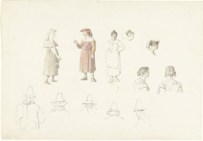Foglio di studio con contadini italiani da Josephus Augustus Knip