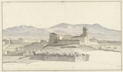Le Terme di Caracalla a Roma, con Frascati in lontananza da Josephus Augustus Knip