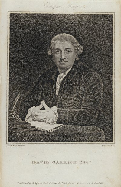 David Garrick, Attore, Drammaturgo e Direttore di Teatro Inglese da Joshua (after) Reynolds