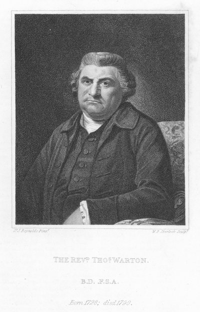 Il reverendo Thomas Warton, storico letterario critico e poeta inglese da Joshua (after) Reynolds