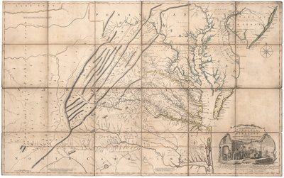 Una mappa della parte abitata della Virginia di Fry e Jefferson da Joshua & Jefferson Peter Fry