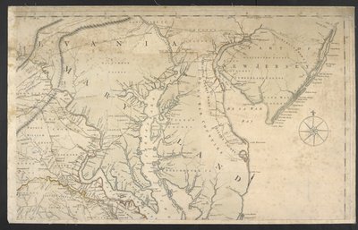 Mappa della parte più abitata della Virginia da Joshua and Jefferson Peter Fry
