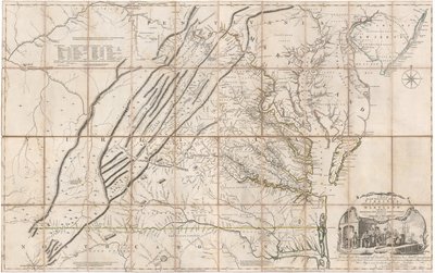 Mappa della parte più abitata della Virginia di Fry e Jefferson da Joshua & Jefferson Peter Fry