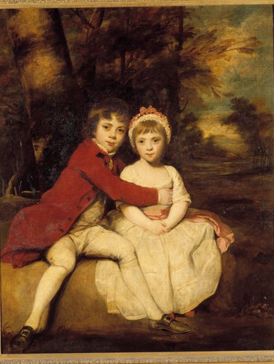 John Parker e sua sorella Theresa. Un fratello e una sorella bambini che stanno affettuosamente insieme. Dipinto di Joshua Reynolds (1723-1792) da Joshua Reynolds