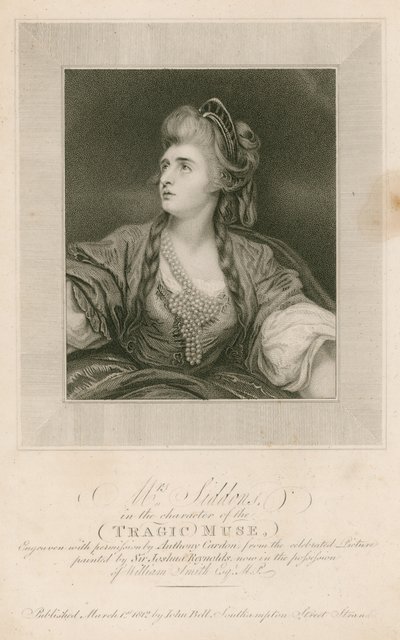 Mrs Sarah Siddons, attrice, nel ruolo della Musa Tragica da Joshua Reynolds