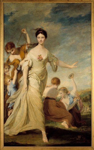 Ritratto di Madame Hale in Eufrosine Madame John Hale interpreta Eufrosine, la Grazia della Gioia nella mitologia greca. Dipinto di Joshua Reynolds (1723-1792) 1762-1764. Dim. 236 x 146 cm. Collezione privata - Mrs Hale come Eufrosine. 1776. Olio su tela.  da Joshua Reynolds