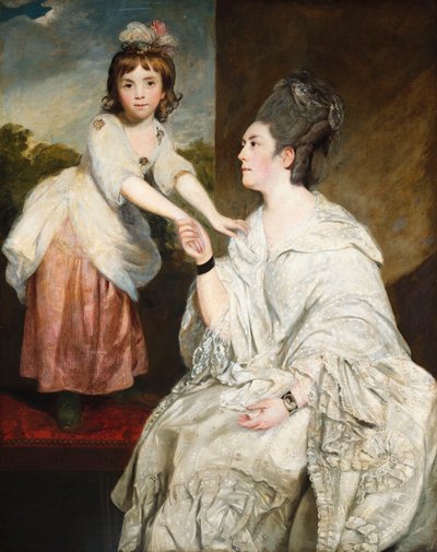 Ritratto di Mrs. Sarah Otway, in costume bianco con sua figlia Jane davanti a una finestra da Joshua Reynolds