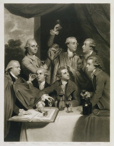Sir William Hamilton (1730-1803) con altri intenditori, Riunione della Society of Dilettanti da Joshua Reynolds