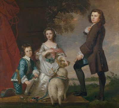 Thomas 1740-1825 e Martha Neate 1741-dopo il 1795 con il suo tutore, Thomas Needham, 1748 da Joshua Reynolds