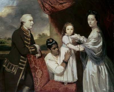Tysoe Saul Hancock, sua moglie Philadelphia, la loro figlia Elizabeth e la loro domestica indiana Clarinda, c.1763-65 da Joshua Reynolds
