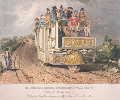La carrozza a vapore di Londra e Birmingham del dottor Church, 1833 da Josiah Allen