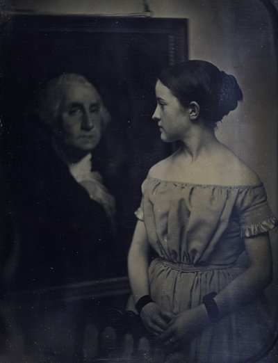 Ragazza con ritratto di George Washington, ca. 1850 da Josiah Johnson Hawes, Albert Sands Southworth