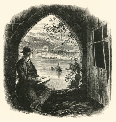 Il Wye, dal castello di Chepstow, anni 1870 da Josiah Wood Whymper