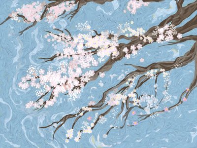 Primavera: fiori di ciliegio blu da Josie George