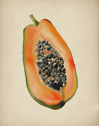 Mezza papaya dai colori vivaci da Josie George