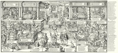 Vita dei mercanti e commercianti tedeschi nel XVI secolo (incisione) da Jost (after) Amman