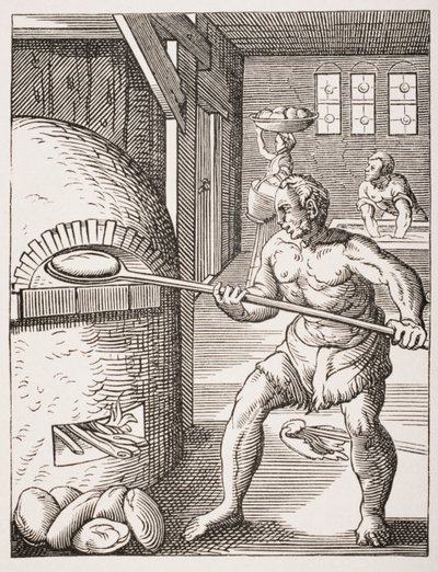 Il fornaio. Riproduzione del XIX secolo del XVI secolo (incisione) da Jost (after) Amman