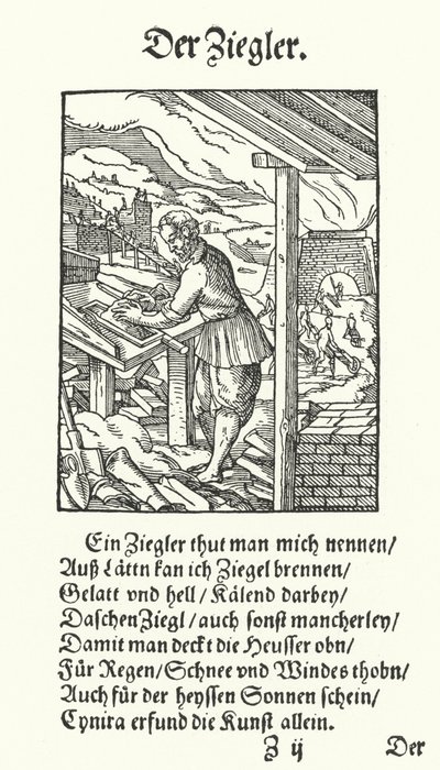 Il muratore (incisione) da Jost (after) Amman