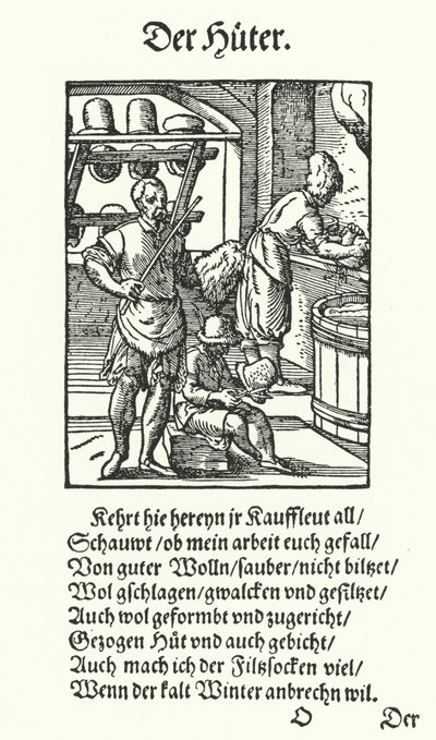 Il cappellaio (incisione) da Jost (after) Amman