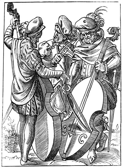 Un violinista e due violoncellisti, XVI secolo da Jost Amman