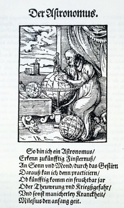 Un astronomo con un verso di Hans Sachs, pub. Francoforte 1568 da Jost Amman