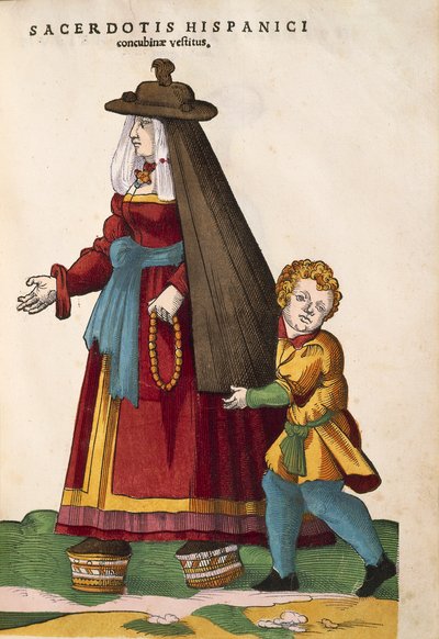 Concubina con bambino. Da Habitus praecipuorum popularum, di Jost Amman da Jost Amman