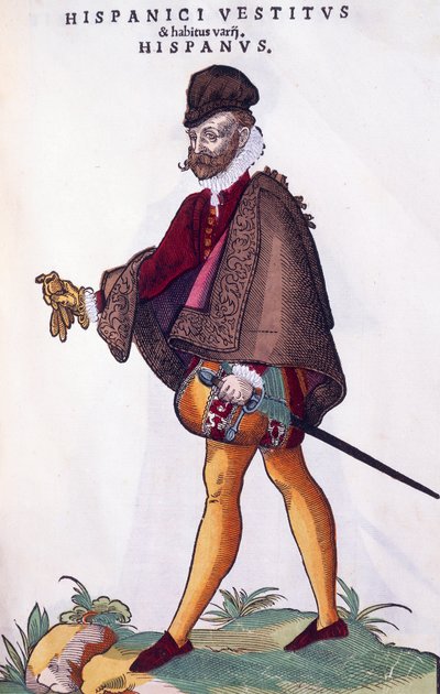 Costume di un nobile spagnolo, incisione da Habitus praecipuorum popularum da Jost Amman