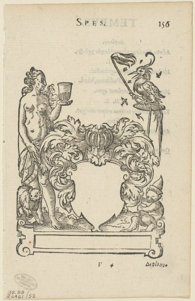 Emblema con scudo araldico vuoto, foglio 156 dall