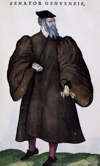 Senatore genovese, incisione da Habitus praecipuorum popularum da Jost Amman