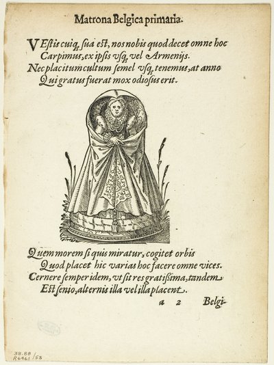 Matrona Belgica primaria (Matrona belga di primo rango) da Gynaeceum, sive Theatrum Mulierum, tavola 53 da Xilografie da libri del XVI secolo da Jost Amman