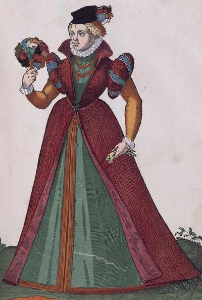 Nobile donna di Ferrara, incisione da "Habitus praecipuorum popularum" da Jost Amman