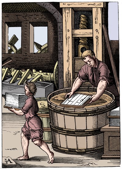 Fabbricante di carta, XVI secolo, 1849 da Jost Amman