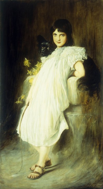 Ritratto di una Giovane Ragazza con il suo Cane, 1908 da Joszi Arpad Koppay