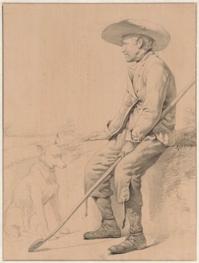 Pastore seduto con cane da Jozef Hoevenaar