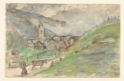 Villaggio di montagna con chiesa da Jozef Israëls